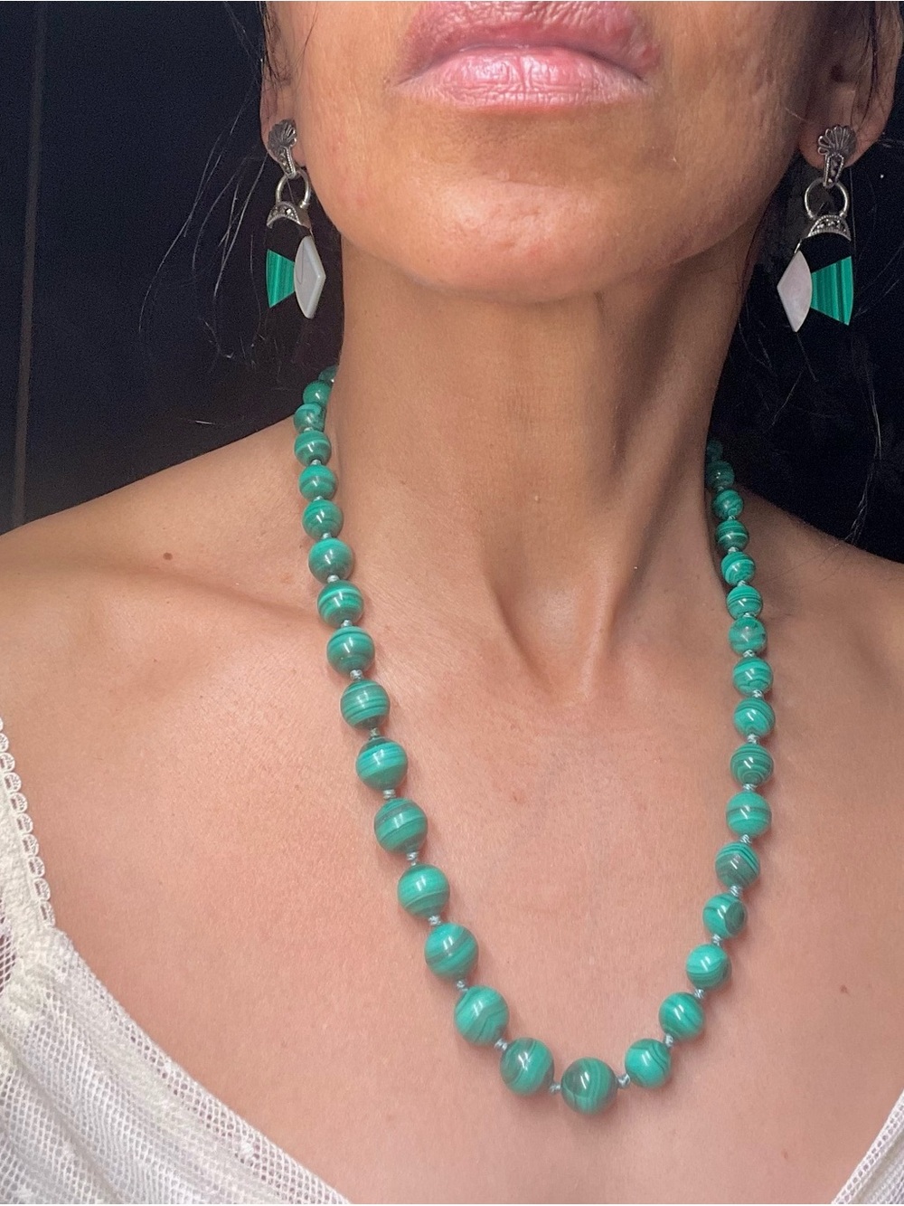 Turquoise Bead Necklace - Green Strand Necklace